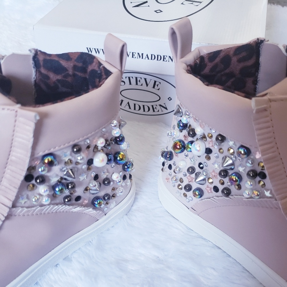 New Steve Madden Girls JHbrid Embellished High Top - Picture 3 of 5